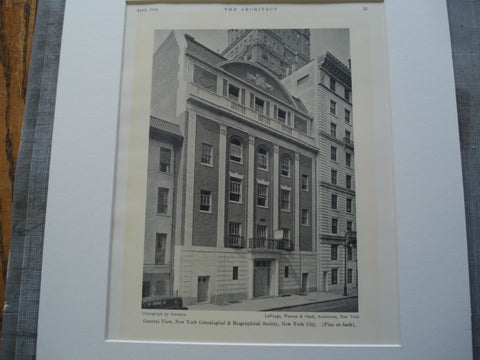 General View of the New York Genealogical & Biographical Society, New York , NY, 1930, LaFarge, Warren & Clark