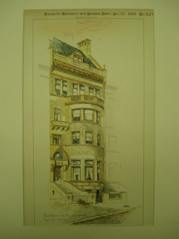 Residence for Mrs. Anderson on 38th Street East , New York, NY, 1891, Lamb and Rich