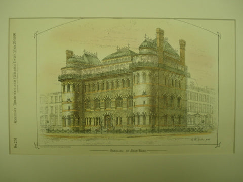 Hospital, New York, NY, 1880, E. T. Potter