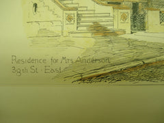Residence for Mrs. Anderson on 38th Street East , New York, NY, 1891, Lamb and Rich