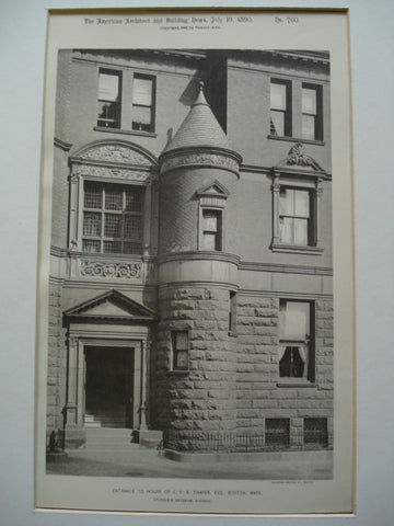 Entrance to the House of E.V.R. Thayer, Esq., Boston, MA, 1890, Sturgis & Brigham