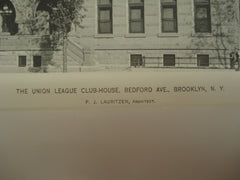 Union League Club-House on Bedford Avenue , Brooklyn, NY, 1891, P. J. Lauritzen