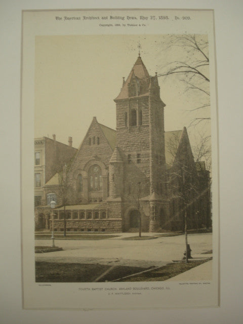 Fourth Baptist Church on Ashland Boulevard, Chicago, IL, 1893, C. F. Whittlesey