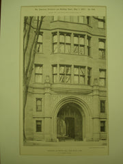 Entrance to Phelps Hall , New Haven , CT, 1897, C. C. Haight