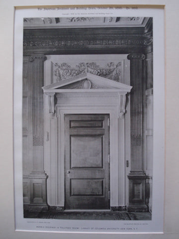 Marble Doorway in Trustees' Room: Library of Columbia University, New York, NY, 1898, McKim, Mead & White