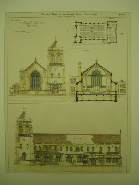 Proposed St. Paul's Church, Flatbush, Brooklyn, NY, 1899, Albert E. Parfitt