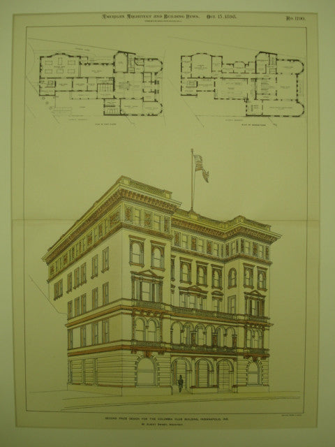 Second Prize Design for the Colombia Club Building , Indianapolis, IN, 1898, W. Albert Sawsey