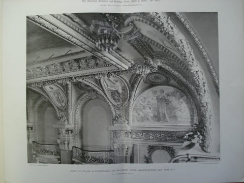 Detail of Ceiling in Concert-Hall and Ball-Room of Hotel Waldorf-Astoria, New York, NY, 1898, H.J. Hardenbergh