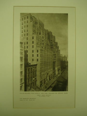 Exterior of the Cellini Building designed for the Jewelry Trade at No. 48 West 48th Street , New York, NY, 1926, James C. Green