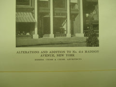 Alterations and Additions to No. 414 Madison Avenue , New York, NY, 1916, Messrs. Cross & Cross