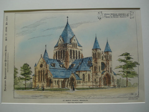 St. Mark's Church, view from the Northwest, Brooklyn, NY, 1899, Henry M. Congdon
