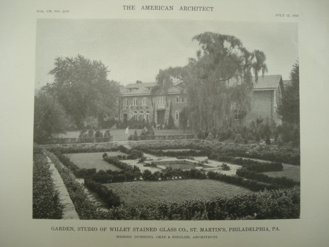 Garden at the Studio of the Willet Stained Glass Co., Philadelphia, PA, 1916, Duhring, Okie & Ziegler