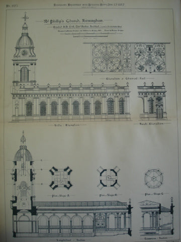 St. Phillip's Church, erected A.D. 1710 , Birmingham, England, UK, 1887, Thos. Archer