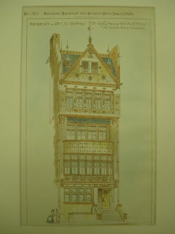 Residence of Dr. C. G. Thomas at No. 600, Madison Avenue , New York, NY, 1886, Mr. Bruce Price