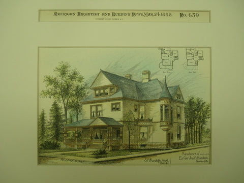 Residence of Ex-Governor Jno. M. Hamilton , Kenwood, IL, 1888, S. M. Randolph