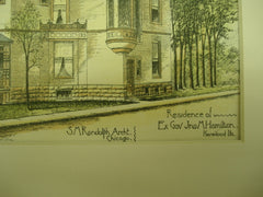 Residence of Ex-Governor Jno. M. Hamilton , Kenwood, IL, 1888, S. M. Randolph