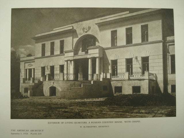 Exterior of Living Quarters of a Russian Country House, Russia, 1926, W. Oltargevsky