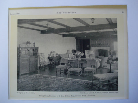 Living Room in the Residence of I. Kent Fulton, Esq., Sachems Head, CT, 1930, W.F. Brooks and F.D. Glazier
