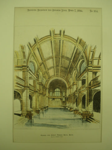 Design for the Great Roman Bath , Bath, Somerset, England, UK, 1894, C. E. Davis