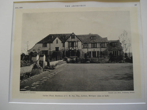 Garden Front of the Residence of C. M. Day , Jackson, MI, 1930, Beckett and Akitt