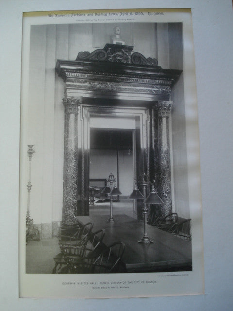 Doorway in Bates Hall: Public Library of the City of Boston, Boston, MA, 1895, McKim, Mead & White