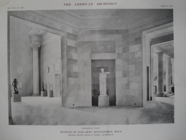Octagonal Hall in the Museum of Fine-Arts , Minneapolis, MN, 1915, Messrs. McKim, Mead & White