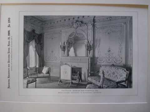 Parlor: House of Isaac Rosenwald, Esq., New York, NY, 1900, Brun & Hauser and W. Baumgarten, Decorator
