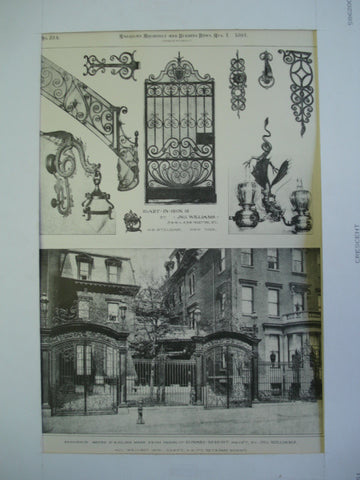 Residence Gates & Railings made from Design of Richard M. Hunt, by Jno. Williams, New York, NY, 1891, Richard M. Hunt