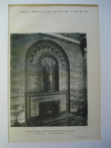 Fireplace in Ladies' Waiting-Room, Union Station, St. Louis, MO, 1896, T.C. Link