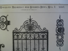 Residence Gates & Railings made from Design of Richard M. Hunt, by Jno. Williams, New York, NY, 1891, Richard M. Hunt