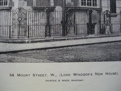 54 Mount Street, W., Lord Windsor's New House, London, England, UK, 1898, Fairfax B. Wade
