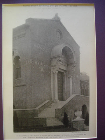 Main Entrance: Free Museum of Science and Art, University of Pennsylvania, Philadelphia, PA, 1900, Cope & Stewardson, Wilson Eyre, Fr., & Frank Miles Day & Brothers