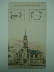 Town Hall , Uxbridge, MA, 1879, Ferry & Gardner