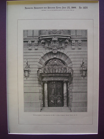 Metalwork I.- Entrance to No. 2, 52nd Street, New York, NY, 1900, Unknown