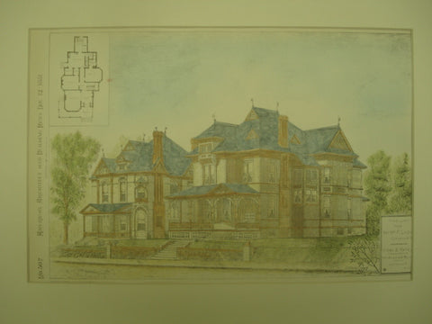 Dwelling for Mr. Wm. F. Lyon , Syracuse, NY, 1881, Kirby & Rate