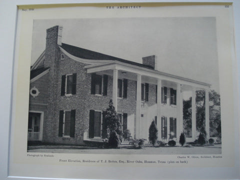 House of Mr. T. J. Bettes, River Oaks, Houston, TX, 1930, Charles W. Oliver