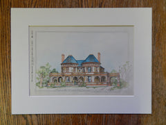 Residence, J J Mastin, Kansas City, MO, 1887, Original Hand Colored