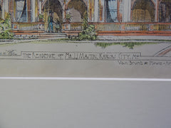Residence, J J Mastin, Kansas City, MO, 1887, Original Hand Colored
