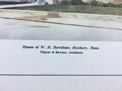 House, W H Bowdlear, Roxbury, MA, 1904, Original Hand Colored