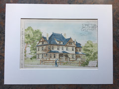 House for S M Blanchard, North Andover, MA, 1881, Original Hand Colored