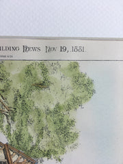 House for S M Blanchard, North Andover, MA, 1881, Original Hand Colored