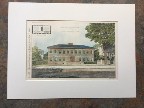 School, Boylston Street, Brookline, MA, 1896, William Atkinson, Original Hand Colored