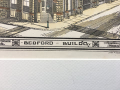 Bedford Building, Boston, MA, 1876, Cummings & Sears, Original, Hand Colored
