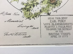 Earl Percy Memorial, Lexington, MA, 1884, G R Tohman, Original Hand Colored
