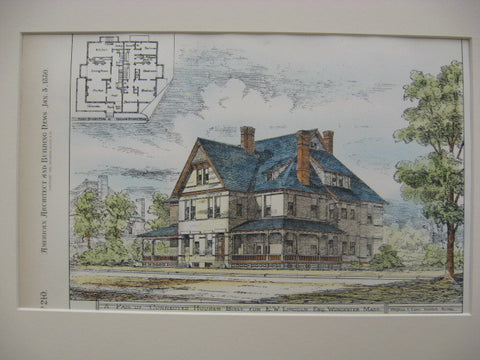 Connected Houses for E. W. Lincoln, Worcester, MA, 1880, Stephen C. Earle