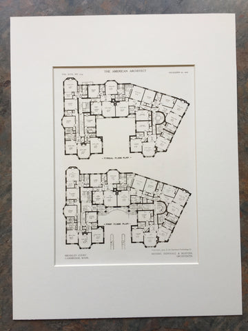 Floor Plans, Bromley Court, Cambridge, MA, 1909, Original Plan. Newhall & Blevins.