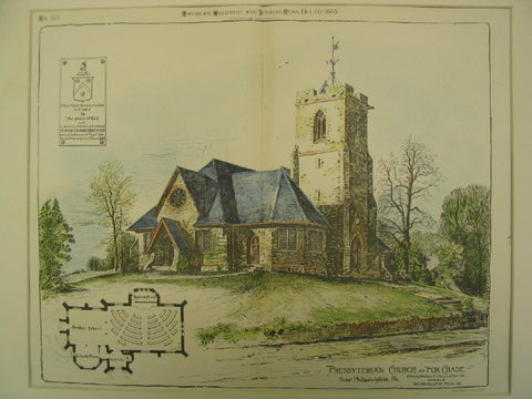 Presbyterian Church near Philadelphia, Fox Chase, PA, 1885, Theophilus P. Chandler