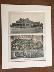 Grenville Arms, Bay Head, NJ, 1901, Wilson Eyre, Original Hand Colored -