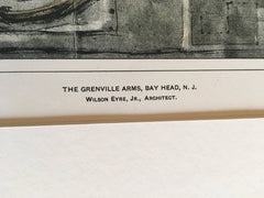 Grenville Arms, Bay Head, NJ, 1901, Wilson Eyre, Original Hand Colored -