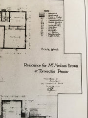 Neilson Brown Residence, Torresdale, PA, 1901, Original Hand Colored